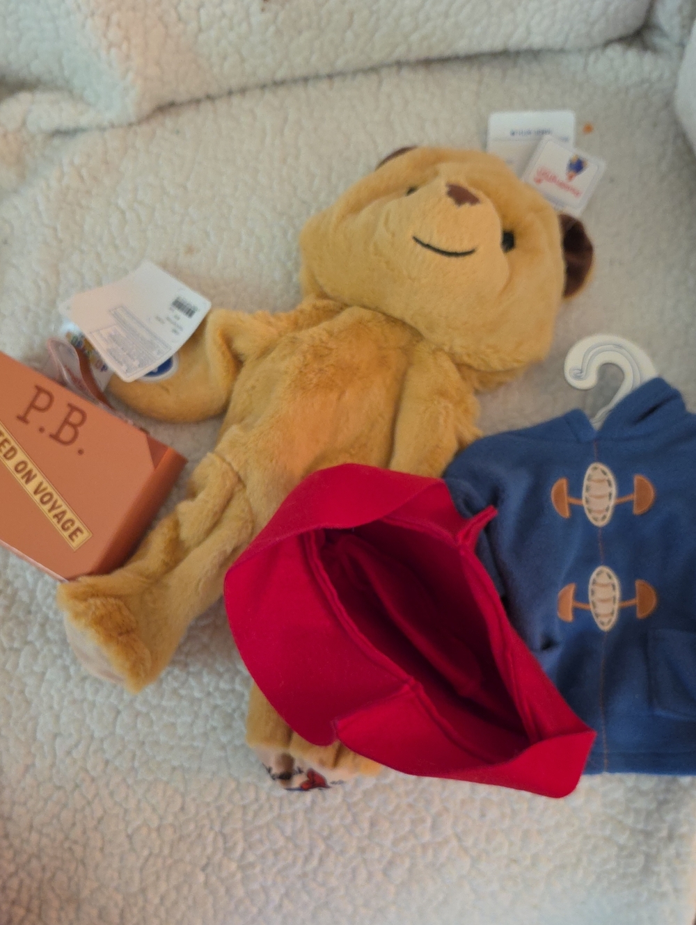 Build a bear paddington Unstuffed Teddy Bear with Red Hat and Blue Outfit